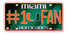 Miami Hurricanes License Plate #1 Fan