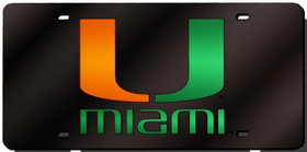 Miami Hurricanes License Plate Laser Cut Black