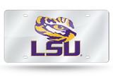 LSU Tigers Silver Laser Cut License Plate