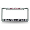 Atlanta Falcons License Plate Frame Chrome Silver/White Insert