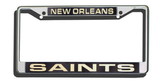 New Orleans Saints License Plate Frame Laser Cut Chrome