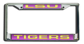 LSU Tigers License Plate Frame Laser Cut Chrome