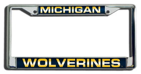 Michigan Wolverines License Plate Frame Laser Cut Chrome