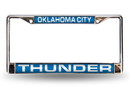 Oklahoma City Thunder Laser Cut Chrome License Plate Frame - Blue