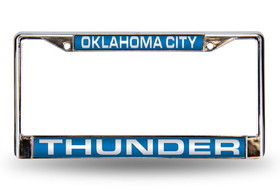 Oklahoma City Thunder License Plate Frame Laser Cut Chrome Blue