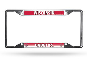Wisconsin Badgers License Plate Frame Chrome EZ View