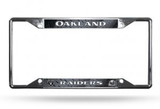 Oakland Raiders License Plate Frame Silver Chrome Easy View