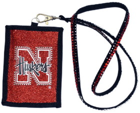 Nebraska Cornhuskers Wallet Beaded Lanyard Style Script Logo CO