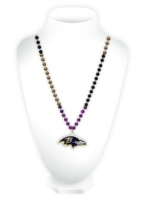 Baltimore Ravens Beads with Medallion Mardi Gras Style