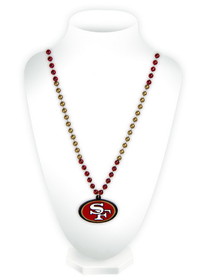 San Francisco 49ers Beads with Medallion Mardi Gras Style