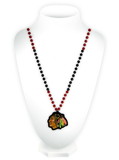 Chicago Blackhawks Mardi Gras Beads with Medallion