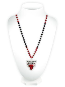 Chicago Bulls Beads with Medallion Mardi Gras Style