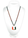 Miami Hurricanes Beads with Medallion Mardi Gras Style