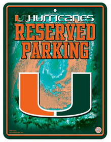 Miami Hurricanes Metal Parking Sign