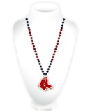 Boston Red Sox Mardi Gras Beads with Medallion