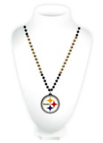 Pittsburgh Steelers Mardi Gras Beads with Medallion