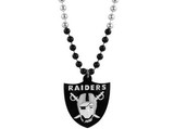 Oakland Raiders Mardi Gras Beads with Medallion