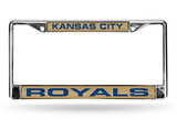 Kansas City Royals License Plate Frame Laser Cut Chrome Tan