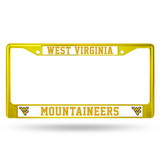 West Virginia Mountaineers License Plate Frame Metal Yellow