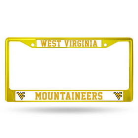 West Virginia Mountaineers License Plate Frame Metal Yellow