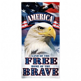America Towel 30x60 Beach Style Land of the Free Home of the Brave Design