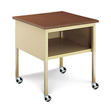 Charnstrom A741C Mail Room and Office Mobile Table 36"W x 30"D Standard Adjsutable Table With Lower Shelf and Casters