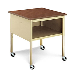 Charnstrom A751C Mail Room Adjustable Height Mobile 30&quot;W x 30&quot;D Standard Corner Table with Lower Shelf and Casters
