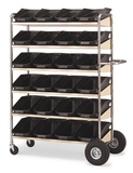 Charnstrom B240 Mail Room, Warehouse and Office Carts Super Capacity Movable Bin Mail Distribution Cart with Grey Shelves