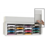 Charnstrom D130YL Mail Sorter-Office Organizer with Locking Security Roll Down Tambour Door 48"W, 16 Pockets, 15-3/4" Depth