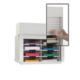 Charnstrom D146YL Mailroom Security Roll Down Tambour Door Sorters and Secure Office Organizers - 28"W Security Mail Cabinet, 8 Pockets, 15-3/4" Depths