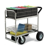 Charnstrom M262 Mail Room Supplies Medium Wire Basket Mail Delivery Cart With Caster Options