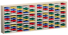 Charnstrom P123 Mail Room and Office Organizers 120&quot;W x 12-3/4&quot;D, 120 Pocket Sorter with 11-1/2&quot;W Shelves