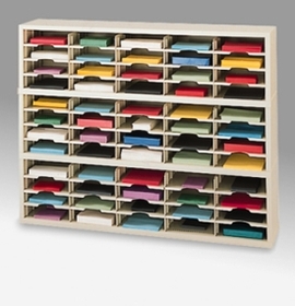 Charnstrom P512 Mailroom Furniture and Office organizer - 60&quot;W x 12-3/4&quot;D, 60 Pocket Sorter with 11-1/2&quot;W Shelves