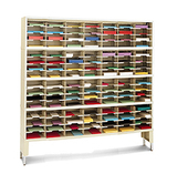 Charnstrom P719 Mail Room Console and Office Organizer 72"W x 12-3/4"D, 112 Pocket Sorter with Riser and 9-1/2"W Shelves