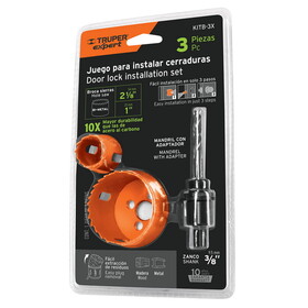 Truper 100816 Bimetal door lock instl kit, 3pc, Expert