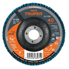 Truper 11670 D-4 x 5/8" 40 Grit Flap Disc