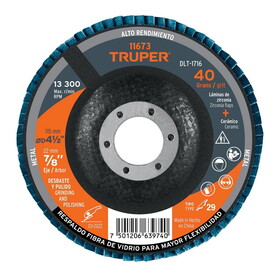 Truper 11673 D-4-1/2 X 7/8" 40 Grit Flap Disc