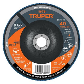 Truper 11676 D-7 X 7/8" 40 Grit Flap Disc
