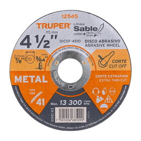 Truper 12545 Type 1 Metal and Stainless Steel Cutting Wheels, Extra C