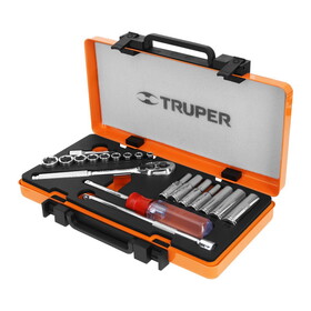Truper 13980 1/4" Drive Socket Wrench Set 21 Pcs