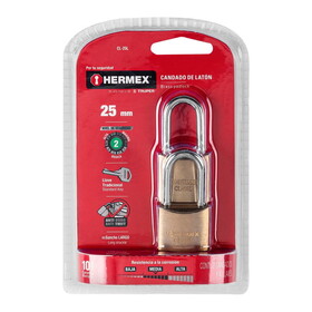 Hermex 43435 25mm Brass Lock (2pcs)