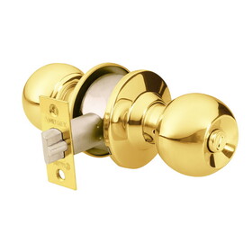 Hermex 43473 Polished Brass Bedroom Ball Knob Lock