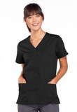 Cherokee Workwear 4770 Snap Front V-Neck Top