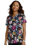 Cherokee CK678 V-Neck Print Top