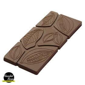 Chocolate World CF0808 Chocolate mould tablet 30 gr leaves and cocoa bean