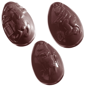 Chocolate World CW1041 Chocolate mould egg hare 8 fig.