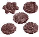 Chocolate World CW1048 Chocolate mould flowercaraque round 5 fig.
