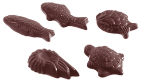 Chocolate World CW1170 Chocolate mould caraque seafood 5 fig.