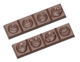 Chocolate World CW1649 Chocolate mould strip smiley 2 fig.