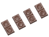 Chocolate World CW1650 Chocolate mould caraque smiley 4 fig.